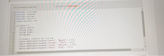ah* Whistadent clasis constructer Student: istudent (atring first, string last, duable g.p9)