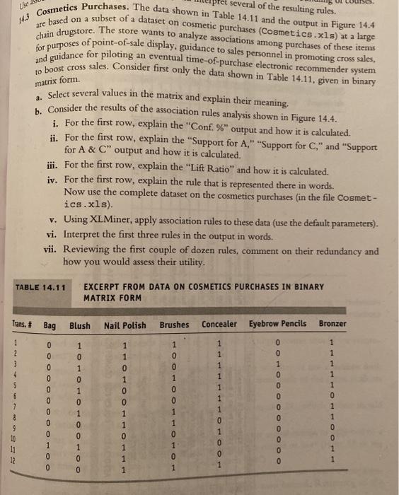 b. i-v please Cosmetics Purchases. The data shown in Table 14.11