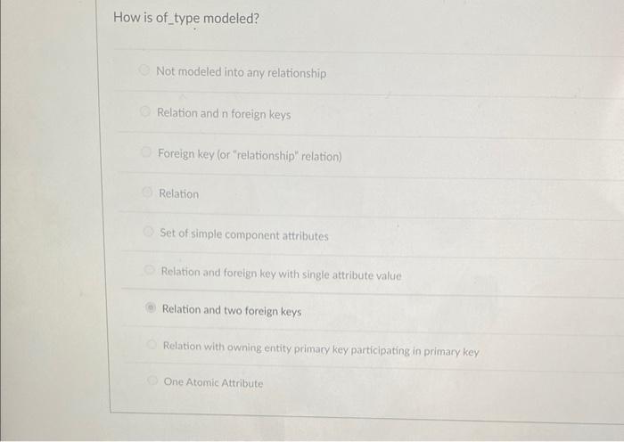 How is of_type modeled? Not modeled into any relationship Relation and