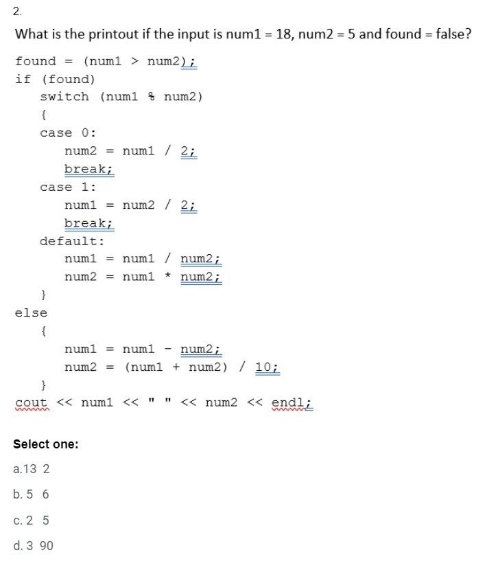 = 2, y = 5 and found = true? w if (x+y