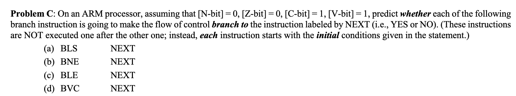  = = Problem C: On an ARM processor, assuming that [N-bit)