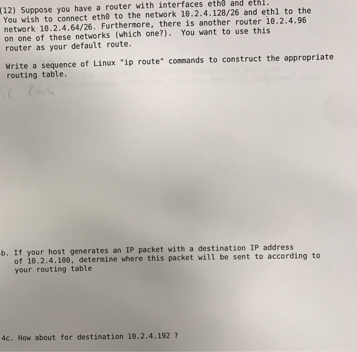  please answer ABC Suppose you have a router with interfaces eth0