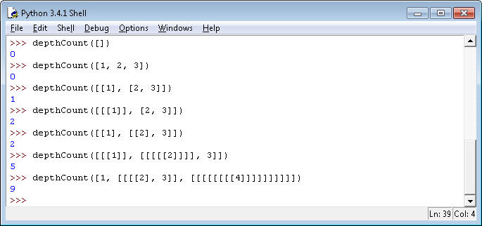 Need help with Python problem: Write a recursive function depthCount() that takes