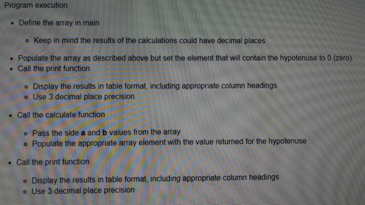 The values for the sides of the triangle will be input from