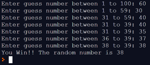 from 1 to 100 games. First, the program must generate the random