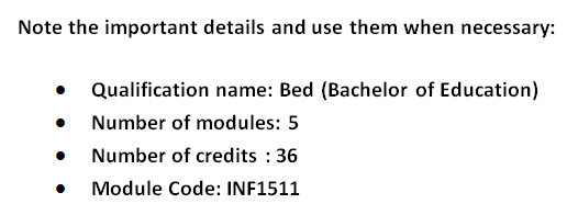 variables: Qualification name and number of modules required. The following specifications are