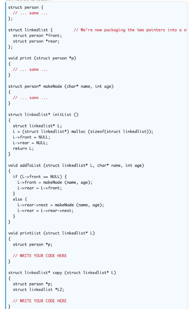 IN C PROGRAMMING: Include the code that is requested in yellow (3.9