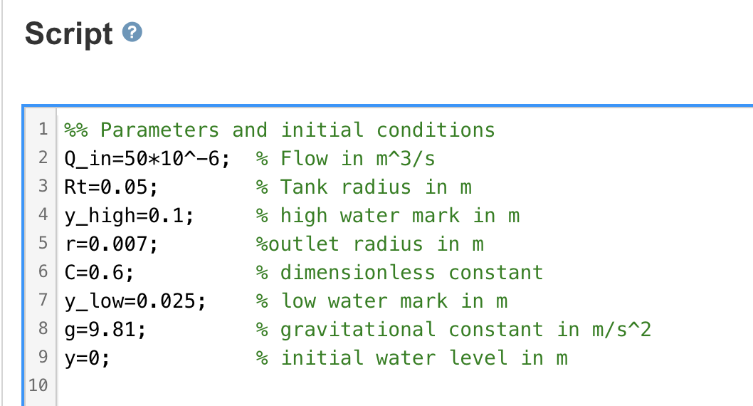 that uses Euler's method to chart the height of water in the