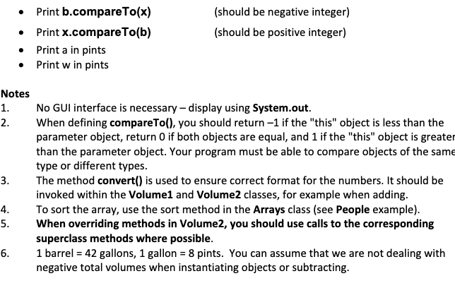 abstract class Volume and classes Volume 1, Volume2. Volume +toPints(): int +convert()
