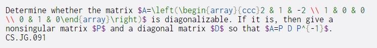  Determine whether the matrix $A=\left(\begin{array}{ccc}2 & 1 & -2 1 1