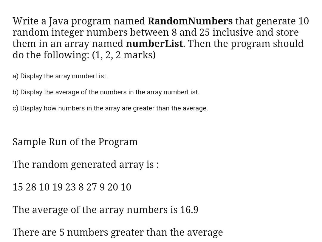  Write a Java program named RandomNumbers that generate 10 random integer