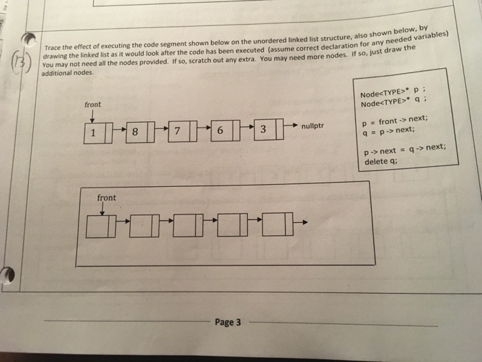  Help with linked list problems - 13,14, 15, 16, 17. Trace