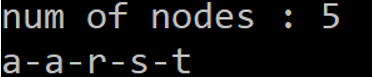 enter the string into the linked list char in ascending order (small