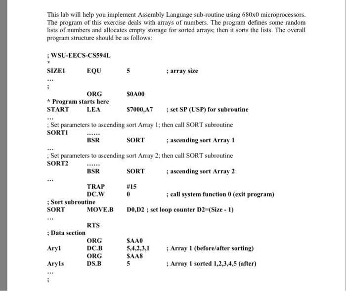  Please create this program This lab will help you implement Assembly