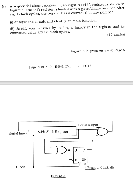  (c) A sequential circuit containing an eight-bit shift register is shown