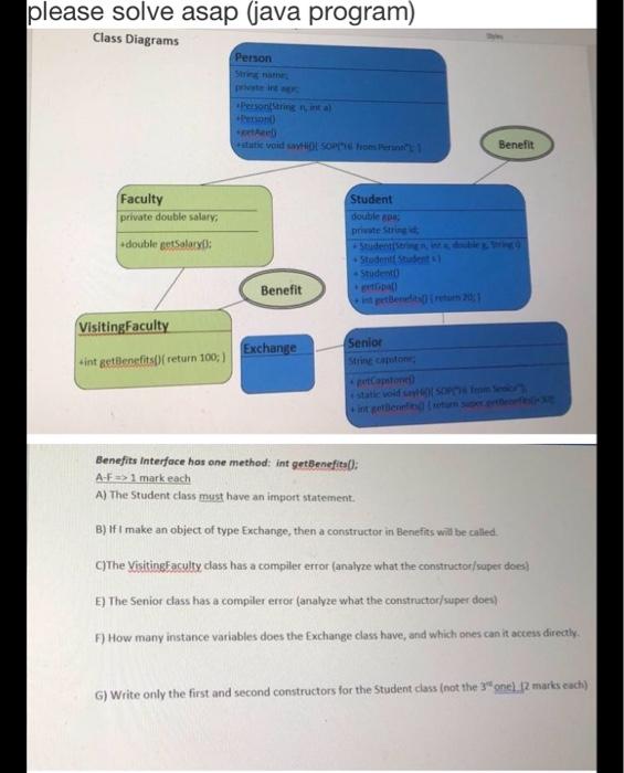 answer with true or false(java program) from A-E true or false F-G