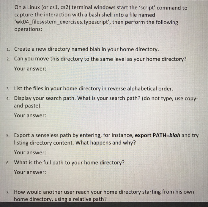  On a Linux (or cs1, cs2) terminal windows start the 'script'
