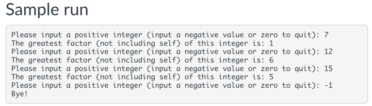  Sample run Please input a positive integer (input a negative value