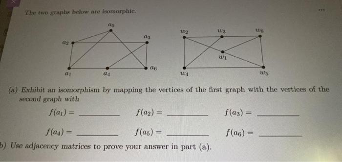 Need Help The two graphs below are isomorphie. --- 08 12 W3