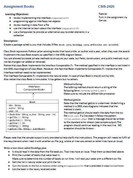 Assignment Books, java I really need some help on how to do