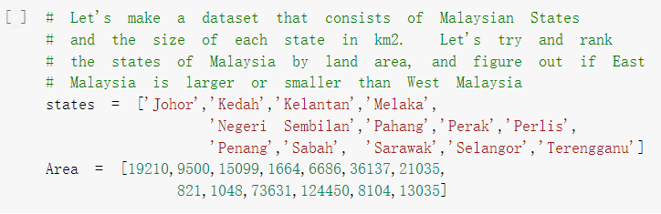 Please help me with the Python code question a [] # Let's