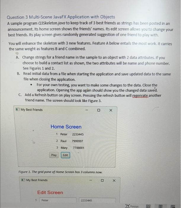  Question 3 Multi-Scene JavaFX Application with Objects A sample program Q3Skeleton.jova