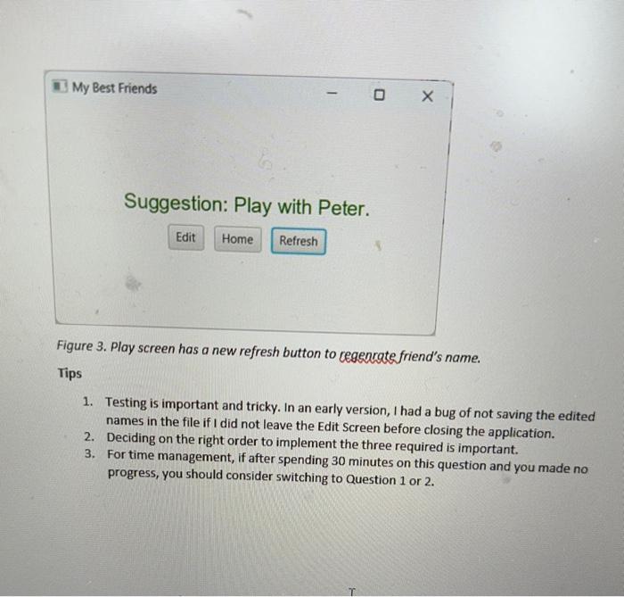 in an announcement. Its home screen shows the friends' names. Its edit