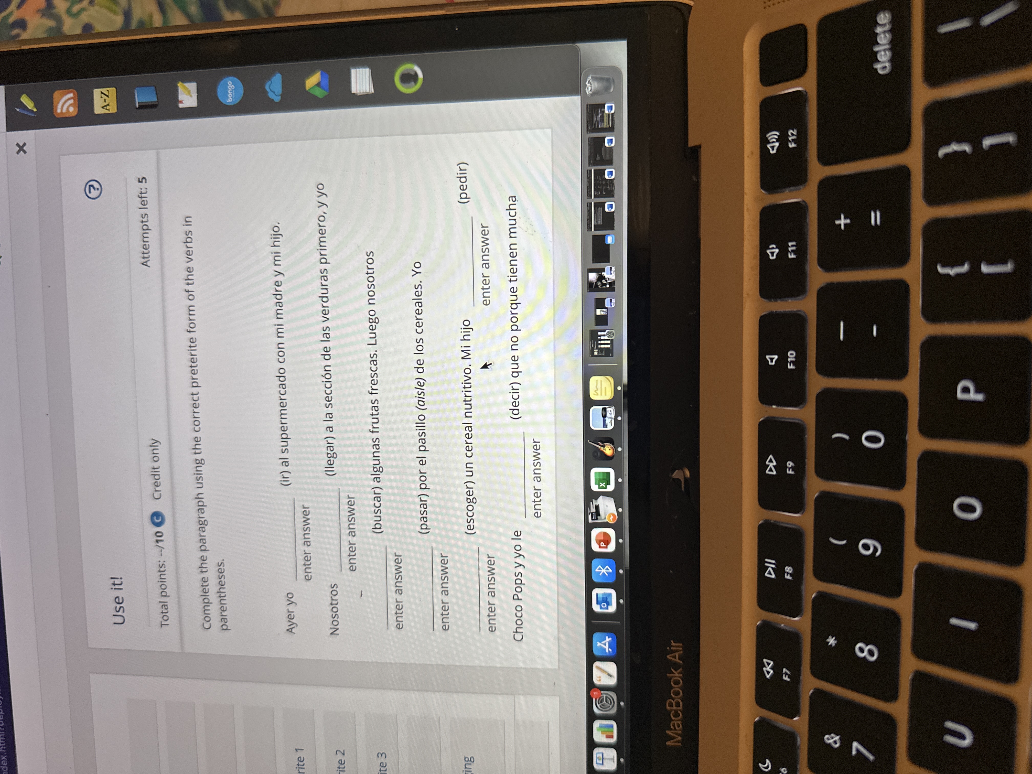  Total points: --/10 C Credit only Attempts left: 5 Complete the