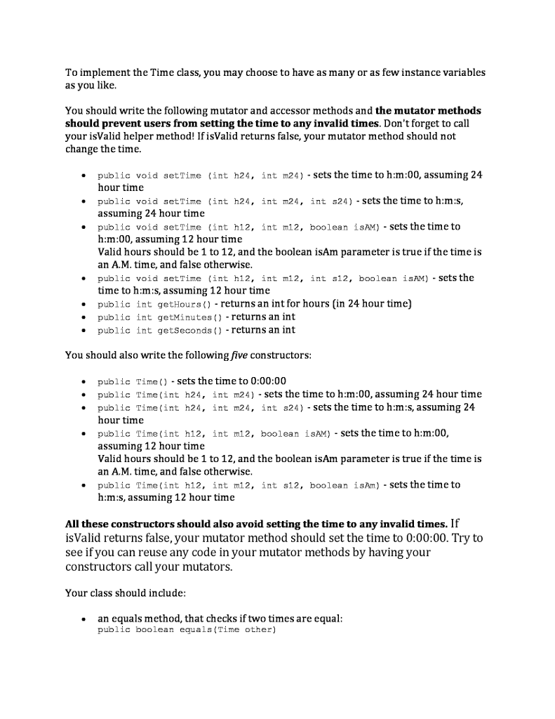 class Like the elapsed time homework, it will keep track of the