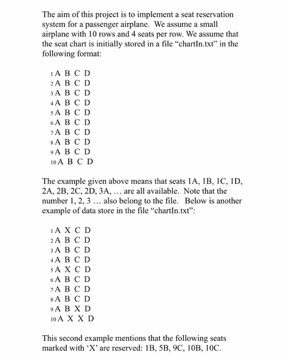  PLEASE USE C++ LANGUAGE ONLY Option 4 (Save Seat Chart to