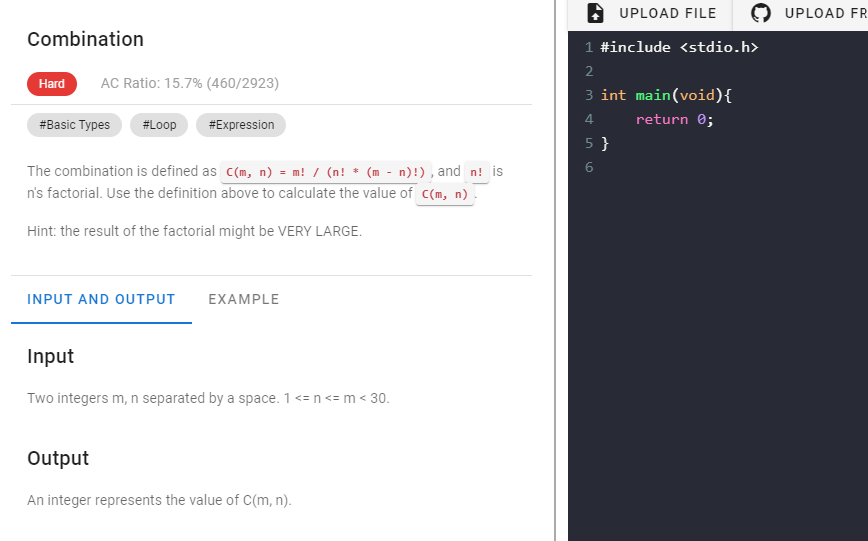  help me to write c code UPLOAD FILE UPLOAD FR Combination