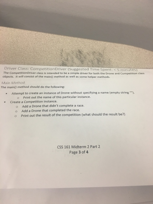  Driver Class: Competition Driver (Suggested Time Spent;