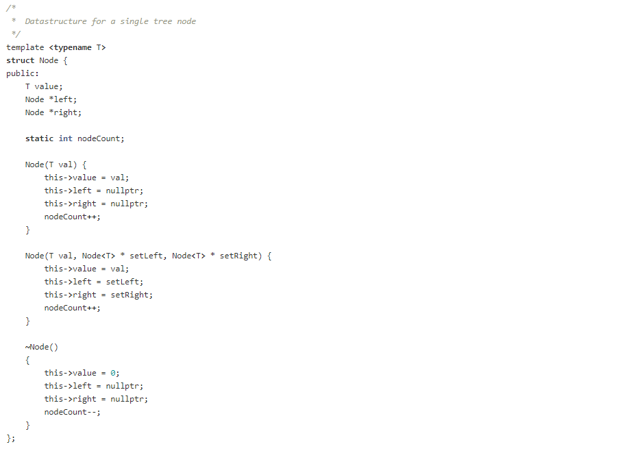  TODO part is the question Datastructure for a single tree node