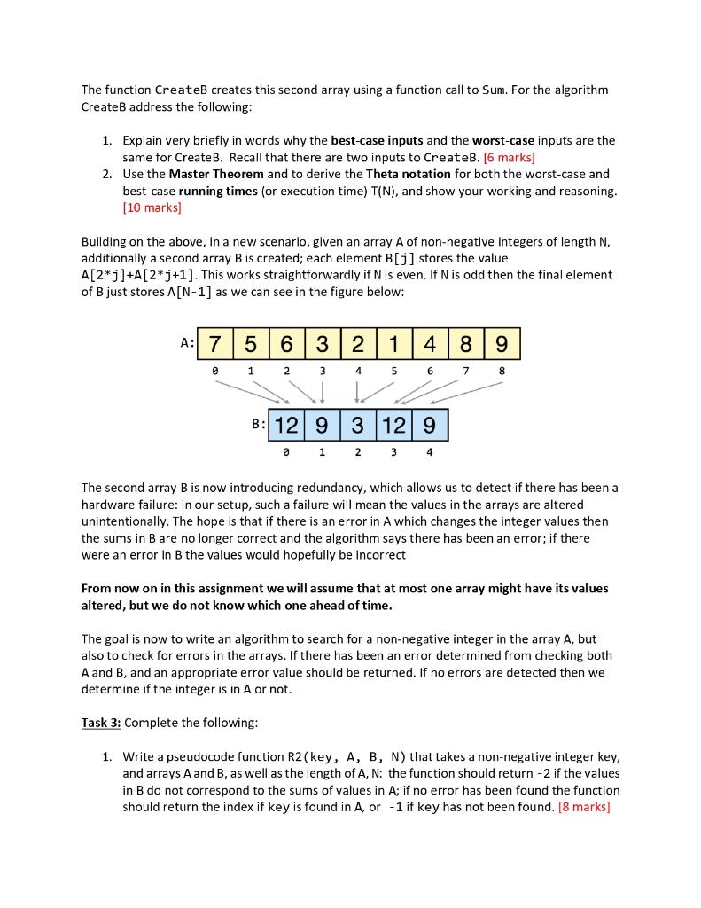 Kindly provide solution for Task 3 only. The function CreateB creates this
