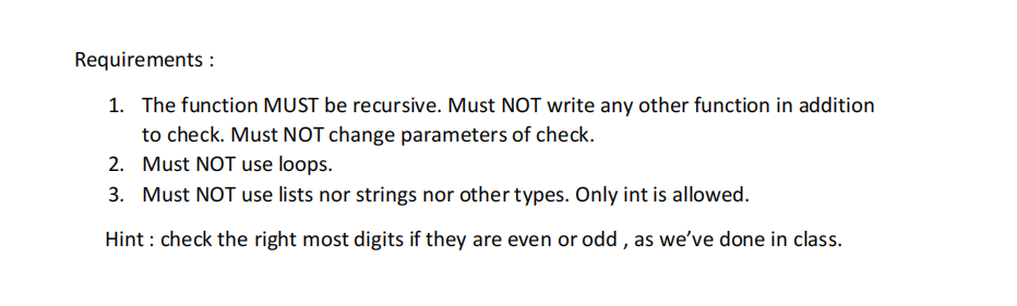 digits in n2. Otherwise it returns False. (Reminder - odd means -