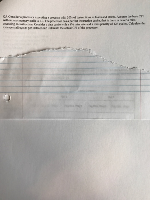  Consider a processor executing a program with 30% of instructions as