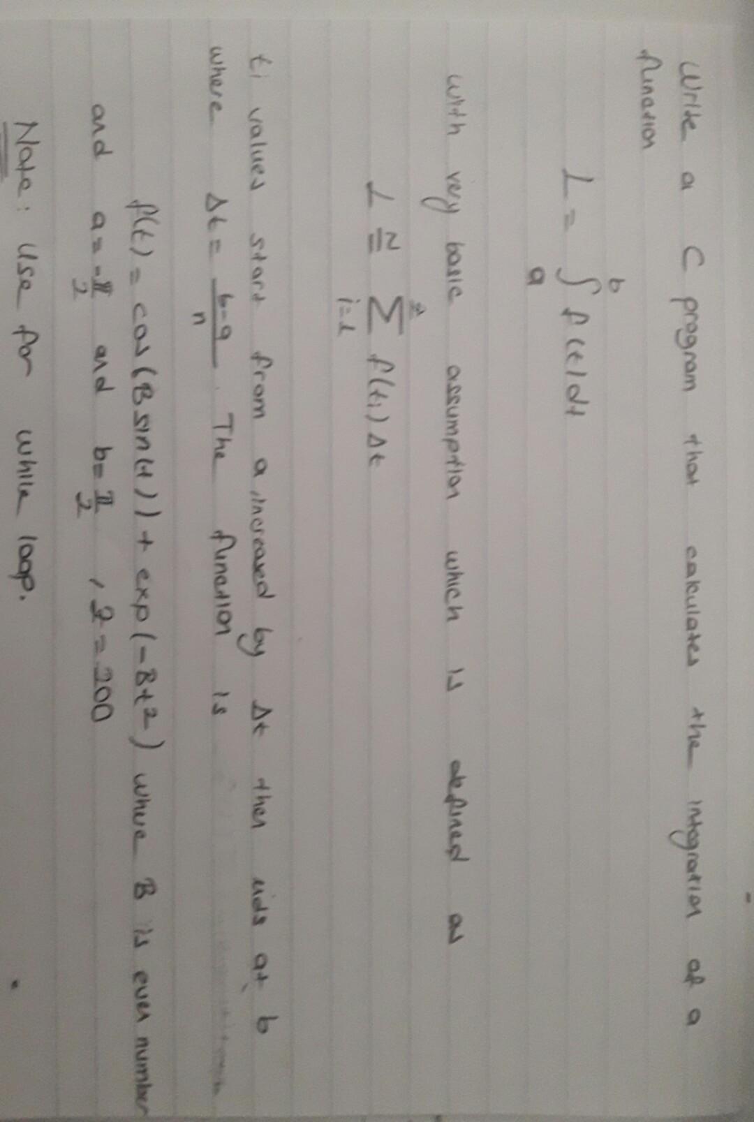  C program OL that calculate the integration Write Pinarion L. S