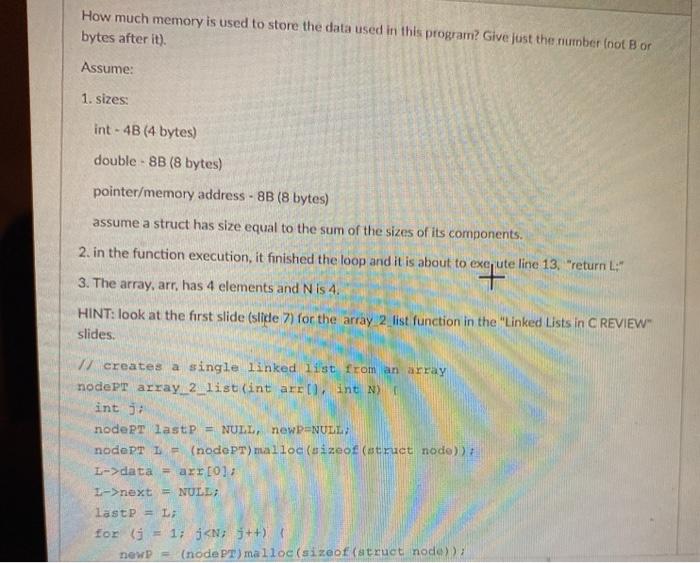  How much memory is used to store the data used in