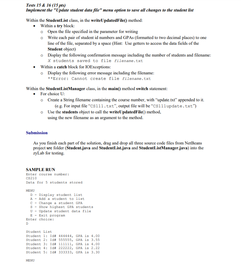each student. Test Data Files (included in the zyLab) CS100.txt 123456 3.46