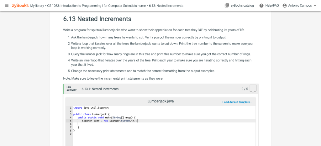 In java Write a program for spiritual lumberjacks who want to show