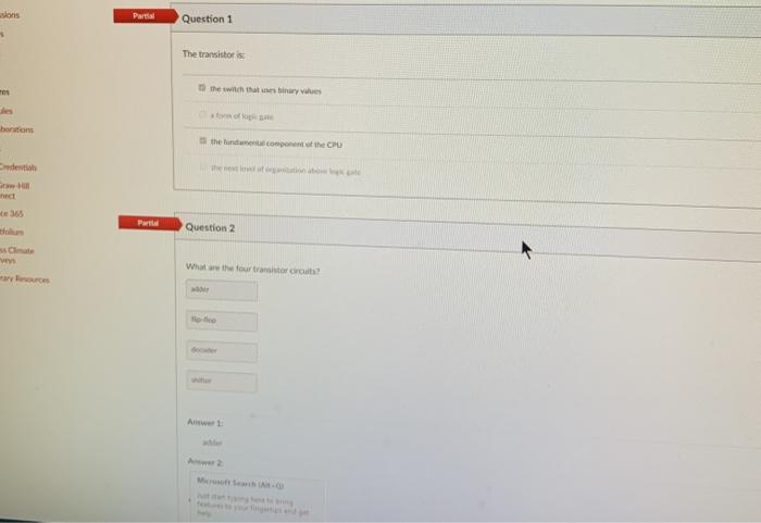  sons Part Question 1 The transistoris the with that binary the