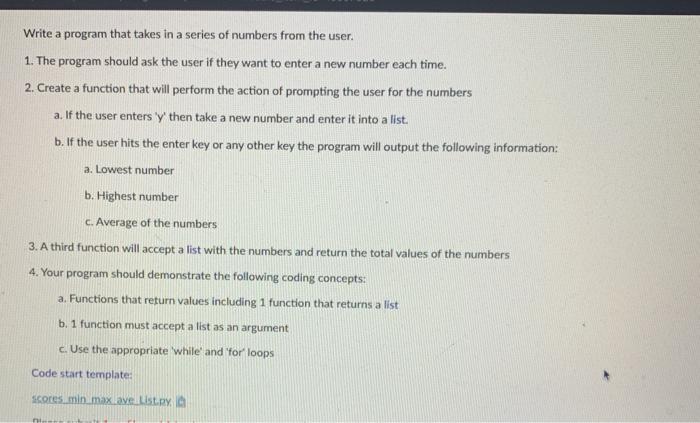 needs to be python Write a program that takes in a series