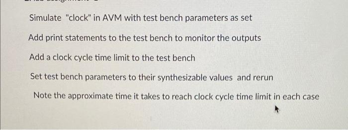 write a verilog code Simulate "clock" in AVM with test bench parameters