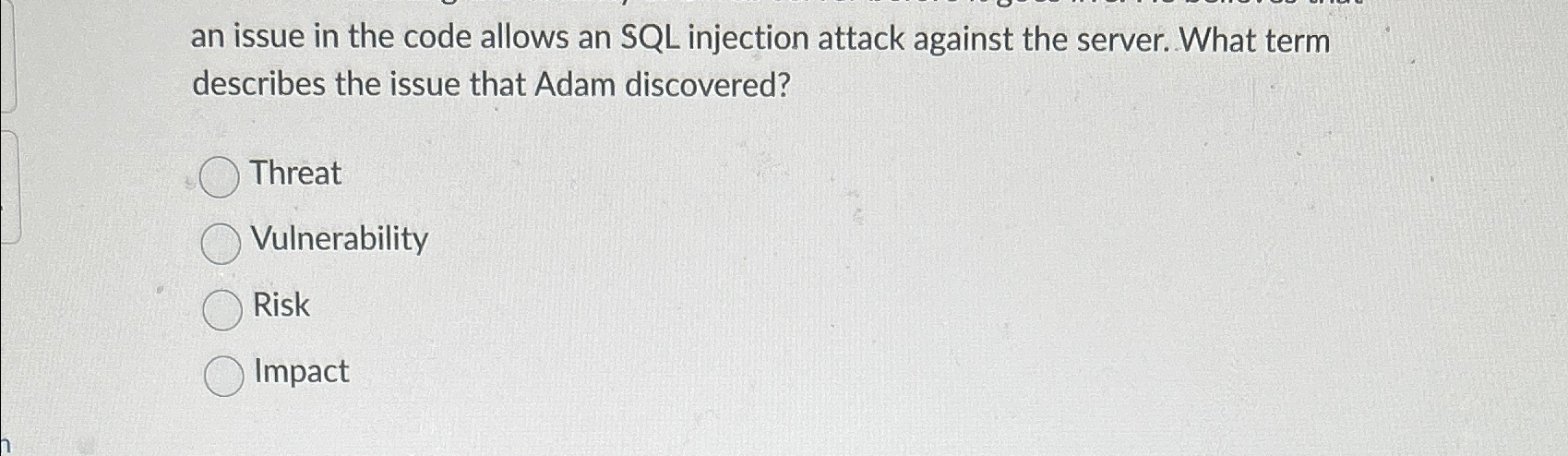  an issue in the code allows an SQL injection attack against