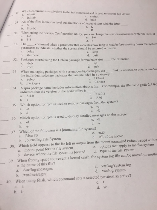  Please clear answers Which command is equivalent to the init command