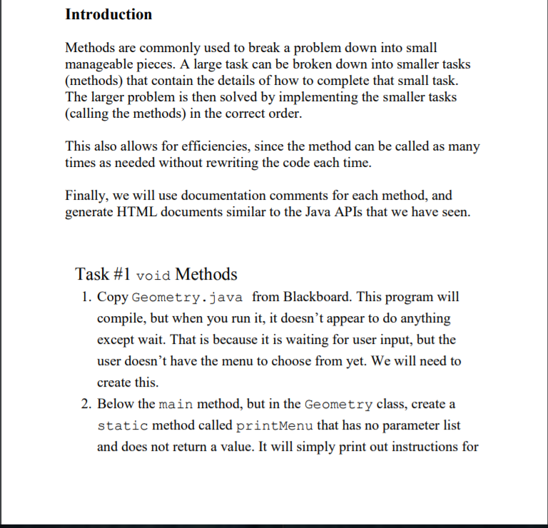HELP! INTRO. JAVA METHODS CODE: import java.util.Scanner; /** This program demonstrates static