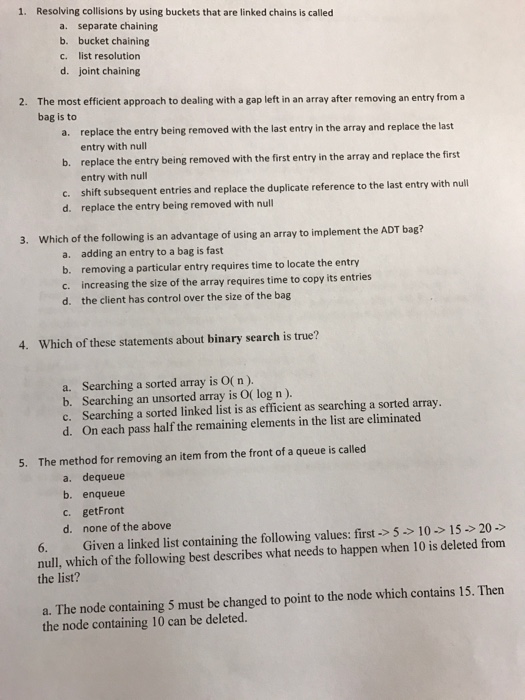  Java Resolving collisions by using buckets that are linked chains is