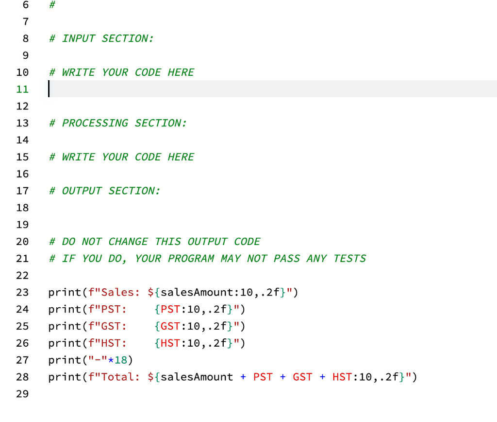 PROBLEM 1: SALES TAX PYTHON - No changes in given output Introduction: