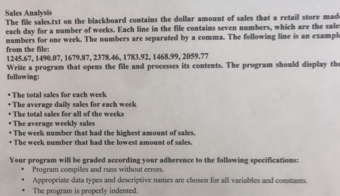  Code in Java please Sales Analysis The file sales.txt on the