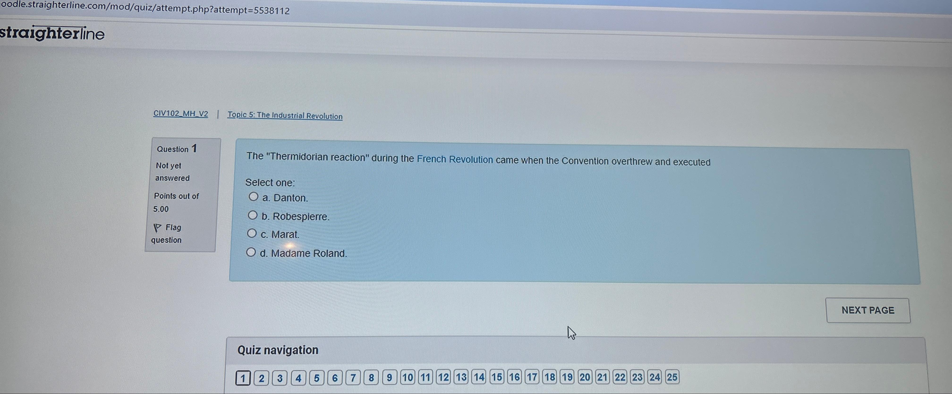  oodle.straighterline.com/mod/quiz/attempt.php?attempt=5538112 straighterline CIV102 MH V2| Topic 5: The Industrial Revolution Question